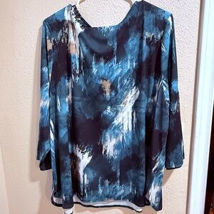 Calvin Klein Blue Abstract Blouse